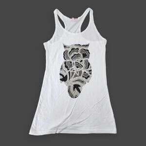 White/Grey Owl Tunic Tank Top, Women's S